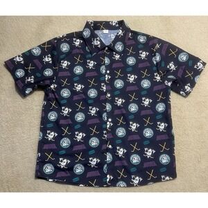 ANAHEIM MIGHTY DUCKS Button Up Hawaiian Style SHIRT XL SGA All Over Logo Vida‎